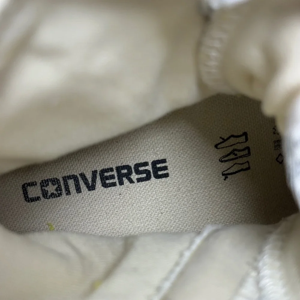 Converse‎ All Star Size 3 Junior Leather Zip High Top Sneakers Beige Gold Youth